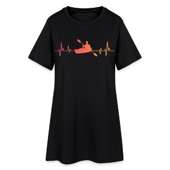 canoéiste kayak sunset battement de coeur canoë - Robe T-shirt Femme - noir - Devant