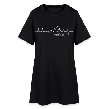 Love Nature Mountains Heart Rate ECG - Conception graphique - Robe T-shirt Femme - noir - Devant