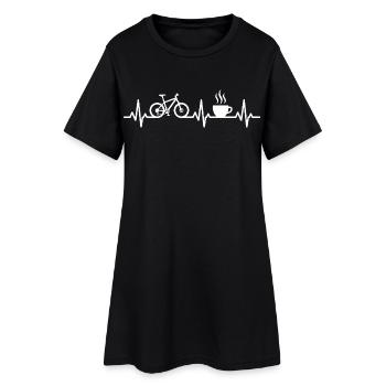 Cyclisme et café Vélo Heartbeat Vélo de route - Robe T-shirt Femme - noir - Devant