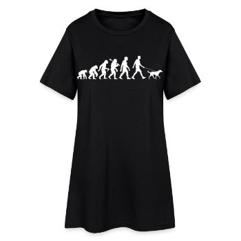 L’homme avec l’évolution du chien marche pour les hommes - Robe T-shirt Femme - noir - Devant