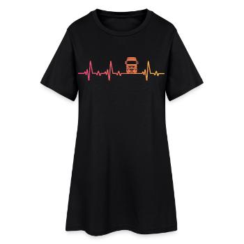 Camion sunset battement de coeur routier chauffeur - Robe T-shirt Femme - noir - Devant
