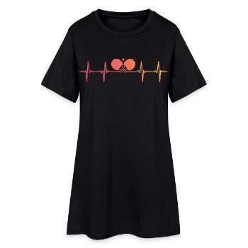 Tischtennistisch mit Sonnenuntergang Herzschlag - Frauen T-Shirt-Kleid - Schwarz - Vorne