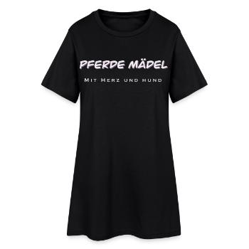 Elegante Pferdemode mit Herz und Hundemotiv - Frauen T-Shirt-Kleid - Schwarz - Vorne