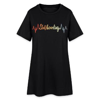 Battement de cœur du skateboard - Robe T-shirt Femme - noir - Devant