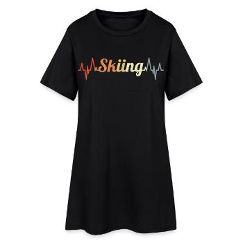 Battement de cœur de ski vintage - Robe T-shirt Femme - noir - Devant