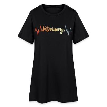 Retro Veterinär Herzlinie - Frauen T-Shirt-Kleid - Schwarz - Vorne