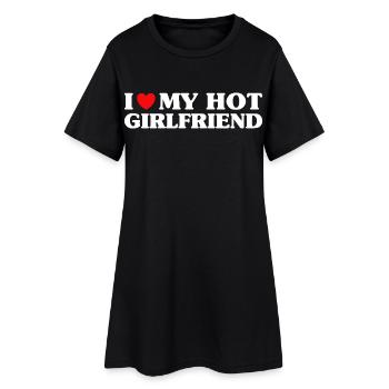 I Love My Hot Girlfriend Humour Saint Valentin - Robe T-shirt Femme - noir - Devant
