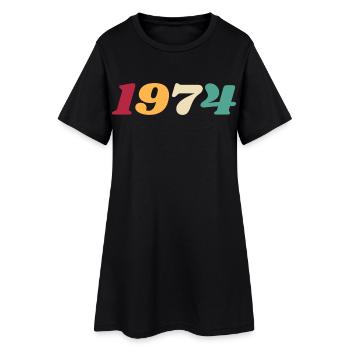 1974 Cadeau 1974 Anniversaire 1974 Rétro 1974  - Robe T-shirt Femme - noir - Devant