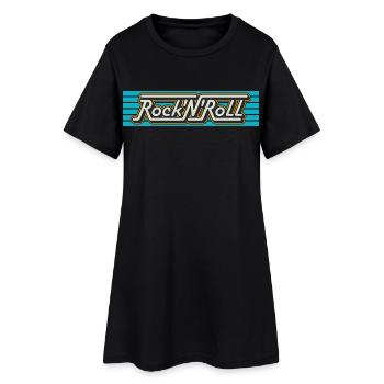 Rock'N'Roll Retro Typography Logo - Women’s T-Shirt Dress - black - Front