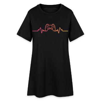 Gamer Sunset Heartbeat Gaming - Frauen T-Shirt-Kleid - Schwarz - Vorne