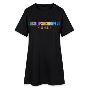 Manger Dormir Salsa Répéter – 123-567 - Robe T-shirt Femme - noir - Devant
