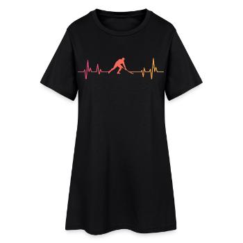 Feldhockey, Sonnenuntergangsherzschlag, Feldhockey - Frauen T-Shirt-Kleid - Schwarz - Vorne