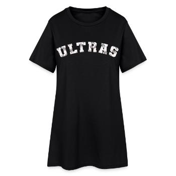 ULTRAS Fussball Design Fankurve - Frauen T-Shirt-Kleid - Schwarz - Vorne