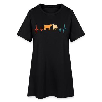 vache battement de coeur cadeau vaches  - Robe T-shirt Femme - noir - Devant