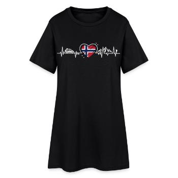 Norway Heart Camper Hiking Mountains Nature Flag - Women’s T-Shirt Dress - black - Front