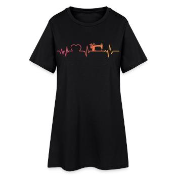 Nähmaschine, Sonnenuntergang, Herzschlag, Nähen - Frauen T-Shirt-Kleid - Schwarz - Vorne