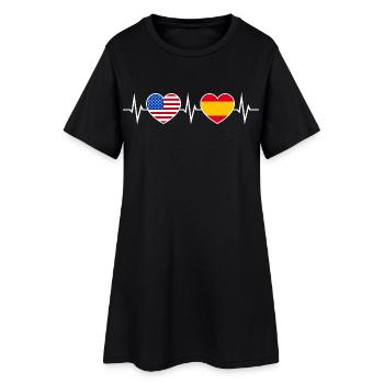 Spain USA America Heartbeat Love Friendship - Women’s T-Shirt Dress - black - Front