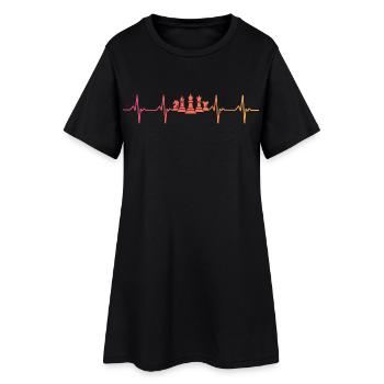 Chess Sunset Heartbeat Schachspiele - Frauen T-Shirt-Kleid - Schwarz - Vorne