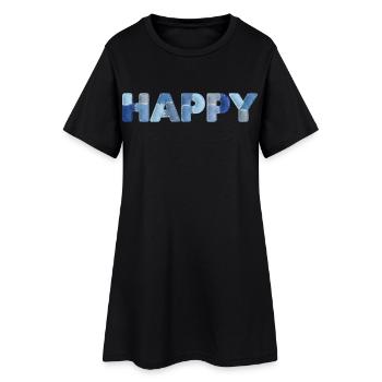 HAPPY Patchwork en jean : nouvelle tendance - Robe T-shirt Femme - noir - Devant