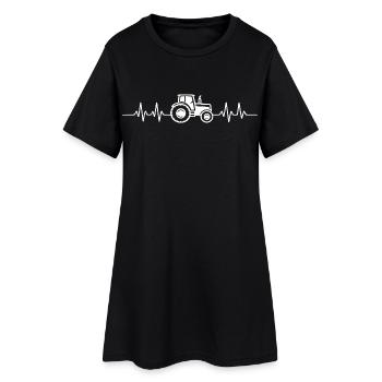 Landwirtschaft Traktor Herzschlag Bauer Trekker - Frauen T-Shirt-Kleid - Schwarz - Vorne