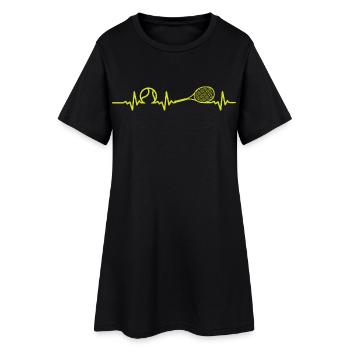 Tennis-Heartbeat-Tennisspieler - Frauen T-Shirt-Kleid - Schwarz - Vorne
