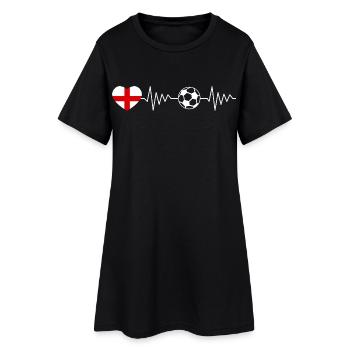 England Fussball Herzschlag - Frauen T-Shirt-Kleid - Schwarz - Vorne