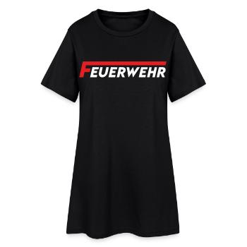 Feuerwehr Flammenlogo Rot Weiß - Frauen T-Shirt-Kleid - Schwarz - Vorne