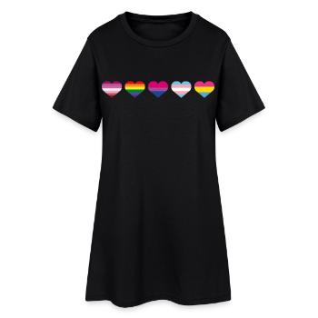 Coeur arc-en-ciel - Robe T-shirt Femme - noir - Devant