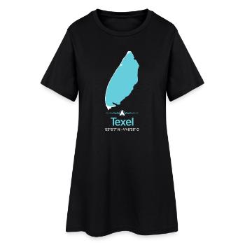 Texel | Design-Landkarte - Frauen T-Shirt-Kleid - Schwarz - Vorne