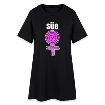 Süßigkeiten Spruch Naschkatzen Süß Nachspeise - Frauen T-Shirt-Kleid - Schwarz - Vorne