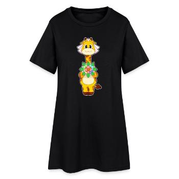 Girafe Mariée Mariage Floral - Robe T-shirt Femme - noir - Devant