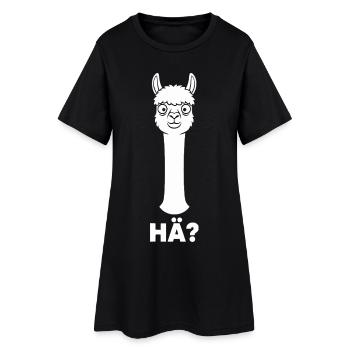Lama mit fragendem Blick - Frauen T-Shirt-Kleid - Schwarz - Vorne