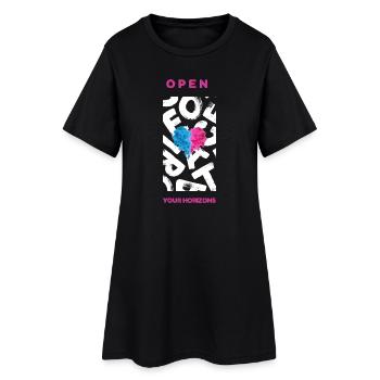Ouvrez vos horizons - Robe T-shirt Femme - noir - Devant