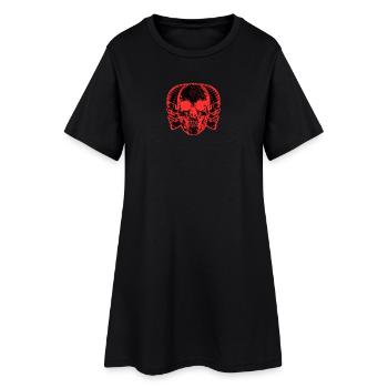 Red skulls - Frauen T-Shirt-Kleid - Schwarz - Vorne