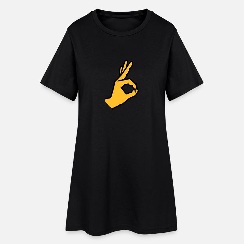 Doigt - Robe T-shirt Femme - noir