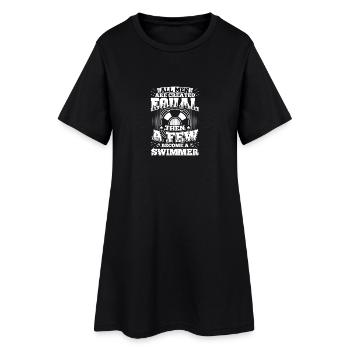 Funny Swim Swimming Shirt All Men Equal - Frauen T-Shirt-Kleid - Schwarz - Vorne