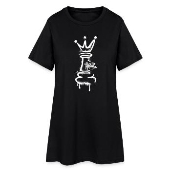 Schach Graffiti König Think Symbol Schachspieler - Frauen T-Shirt-Kleid - Schwarz - Vorne