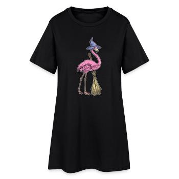 Flamingo Sorcière d’Halloween - Robe T-shirt Femme - noir - Devant