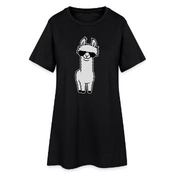 Cool Llama Alpaca Sunglasses Smiling Funny - Women’s T-Shirt Dress - black - Front
