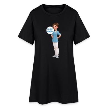 Kaffee-Nurse: Cartoonpflegerin im Dienst - Frauen T-Shirt-Kleid - Schwarz - Vorne