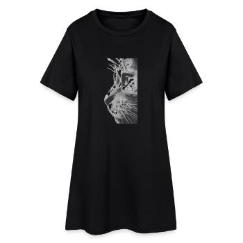 Visage du chat - Robe T-shirt Femme - noir - Devant