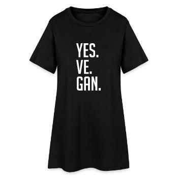 oui, végétalien! - Robe T-shirt Femme - noir - Devant