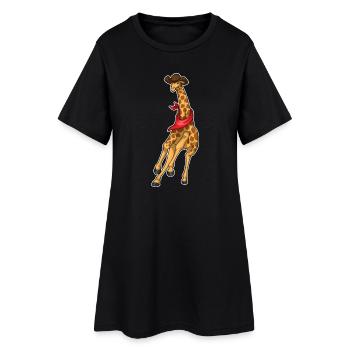 Giraffe Cowboy Cowboyhut - Frauen T-Shirt-Kleid - Schwarz - Vorne