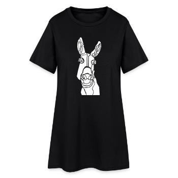 Donkey Black and White Online Graphic - Women’s T-Shirt Dress - black - Front