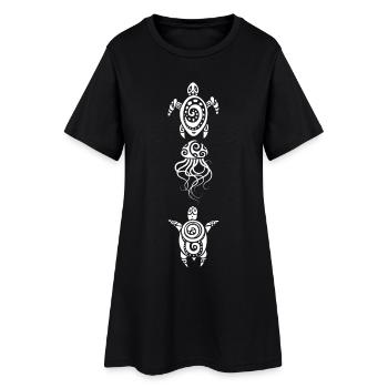 A jellyfish and two turtles (white) - Women’s T-Shirt Dress - black - Front