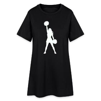 Cheerleader Silhouette mit Pomponen - Frauen T-Shirt-Kleid - Schwarz - Vorne