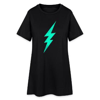 Elektrische Blitz Grafik auf Trendigem H Interieur - Frauen T-Shirt-Kleid - Schwarz - Vorne