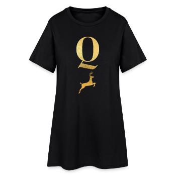 Buchstabe Q Goldener Hirsch - Geschenkidee - Frauen T-Shirt-Kleid - Schwarz - Vorne