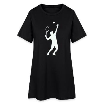 Silhouette de tennis en saut - Robe T-shirt Femme - noir - Devant