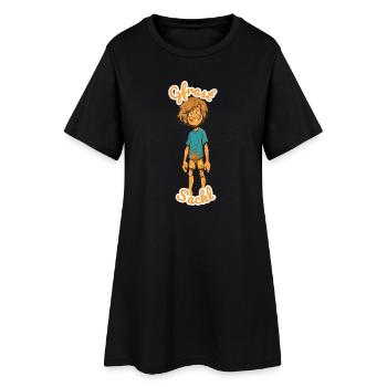 Fröhlicher Matschjunge im Abenteuer - Frauen T-Shirt-Kleid - Schwarz - Vorne